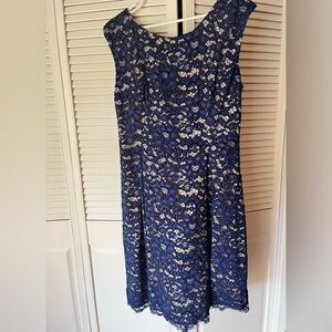 Elegant Violet Blue Floral Lace Dress